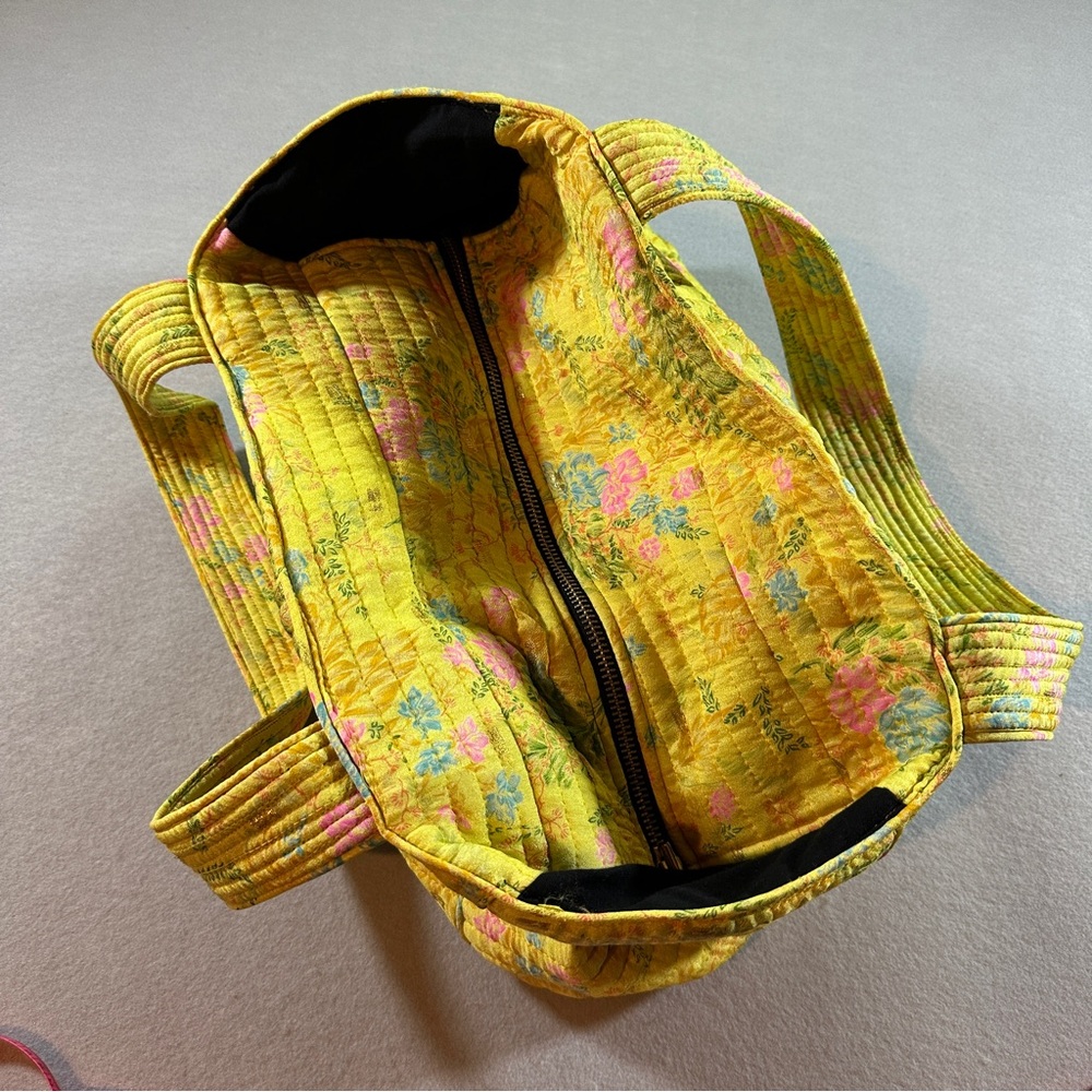 Anthropologie Sissel Edelbo Yellow Quilted Floral Tote - Picture 6 of 16